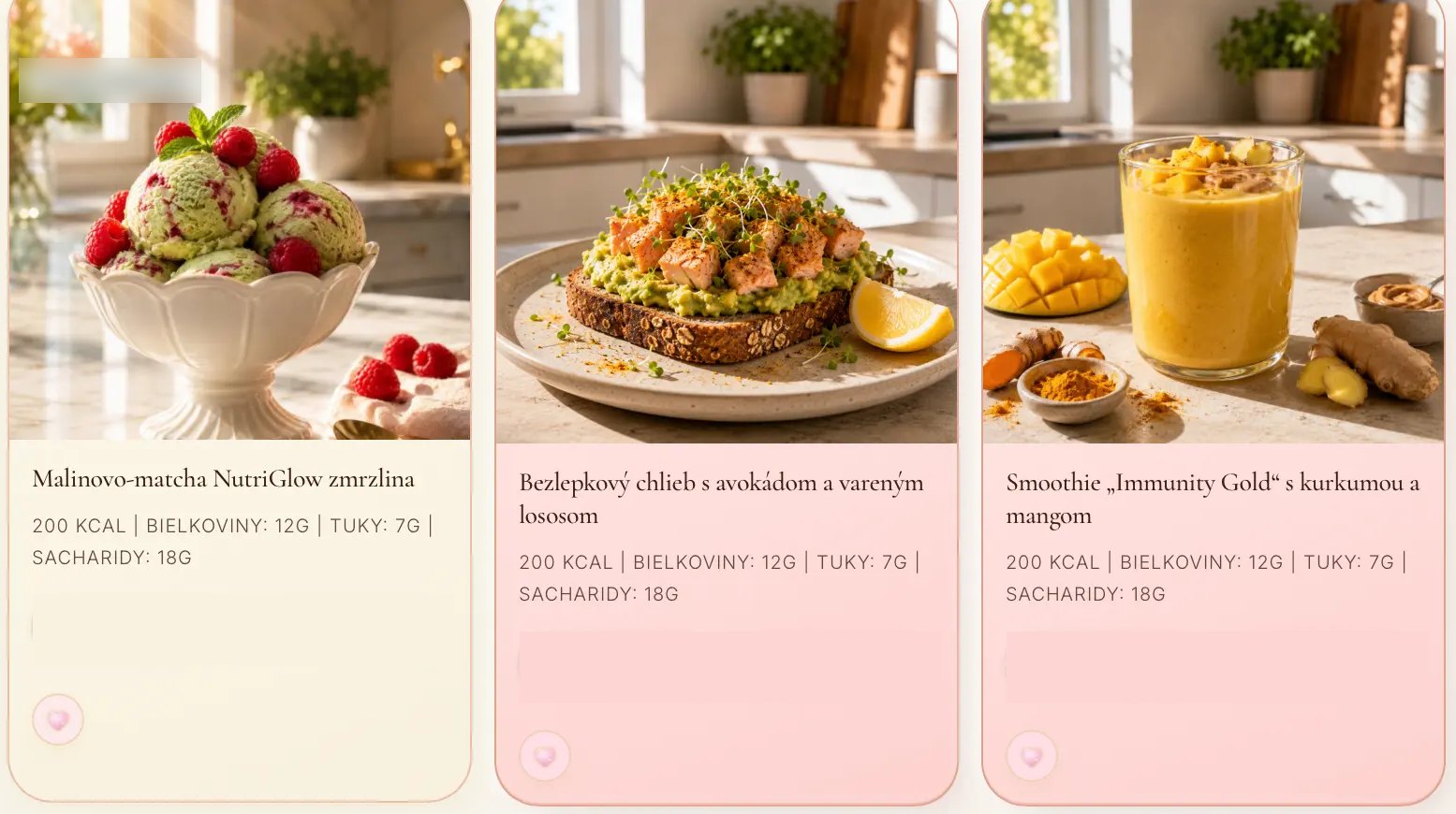 NutriGlow aplikácia – Recepty