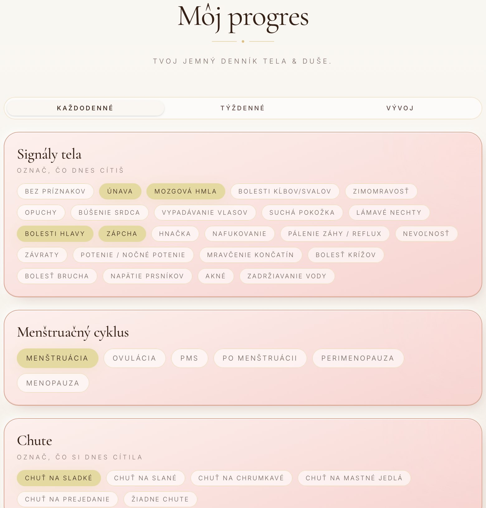 NutriGlow aplikácia – Môj progres